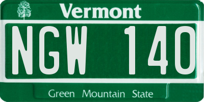 VT license plate NGW140