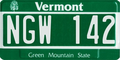 VT license plate NGW142