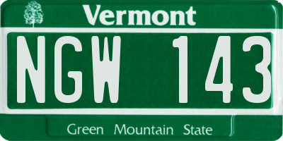 VT license plate NGW143
