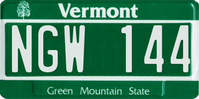 VT license plate NGW144