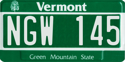 VT license plate NGW145