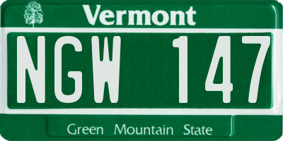 VT license plate NGW147