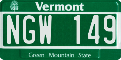 VT license plate NGW149