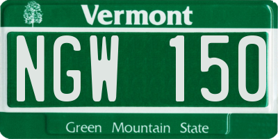 VT license plate NGW150