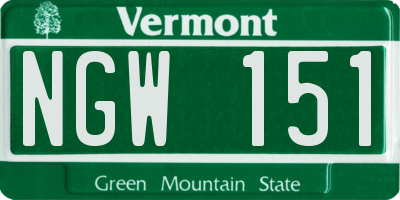 VT license plate NGW151