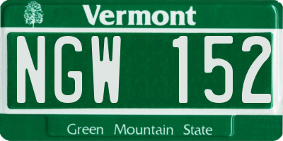 VT license plate NGW152