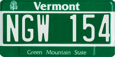 VT license plate NGW154