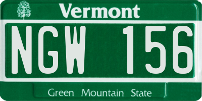 VT license plate NGW156
