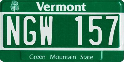 VT license plate NGW157