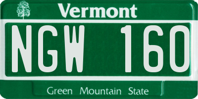 VT license plate NGW160