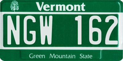 VT license plate NGW162
