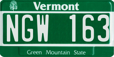 VT license plate NGW163