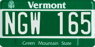 VT license plate NGW165