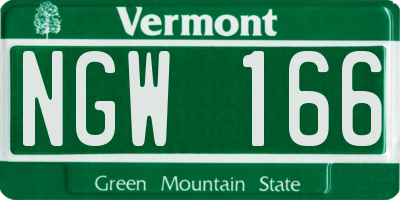 VT license plate NGW166