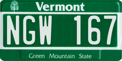 VT license plate NGW167