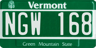 VT license plate NGW168