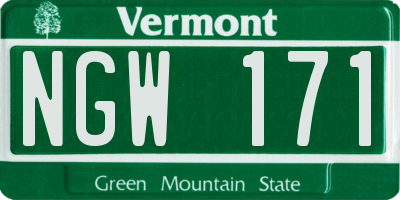 VT license plate NGW171