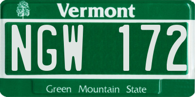 VT license plate NGW172
