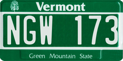 VT license plate NGW173