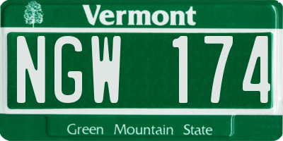 VT license plate NGW174