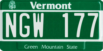 VT license plate NGW177