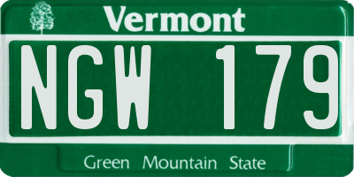 VT license plate NGW179