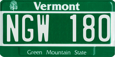 VT license plate NGW180