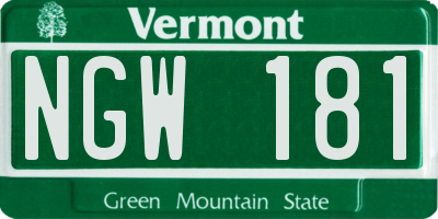 VT license plate NGW181