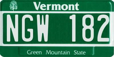 VT license plate NGW182