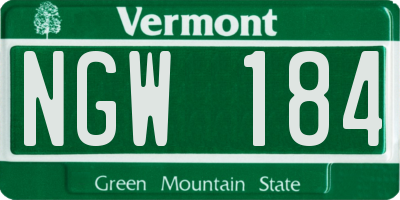 VT license plate NGW184