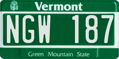 VT license plate NGW187