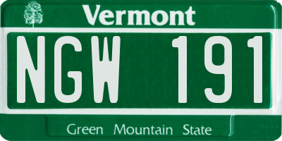 VT license plate NGW191