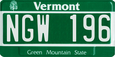 VT license plate NGW196