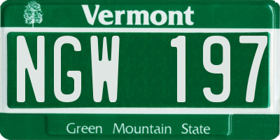 VT license plate NGW197