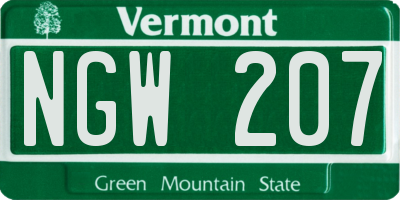 VT license plate NGW207