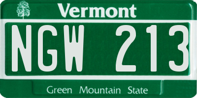 VT license plate NGW213