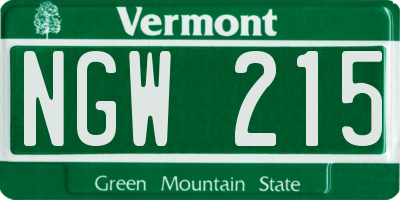 VT license plate NGW215