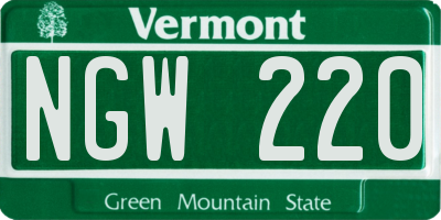 VT license plate NGW220