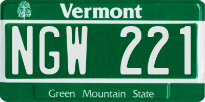 VT license plate NGW221