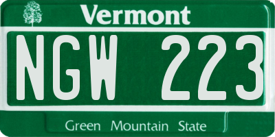 VT license plate NGW223