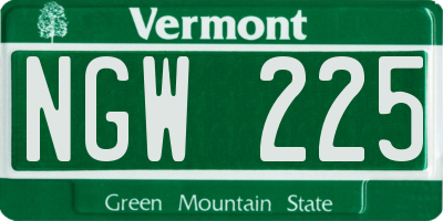 VT license plate NGW225