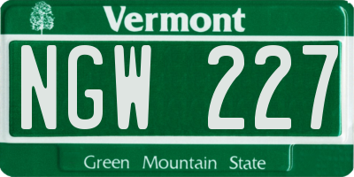VT license plate NGW227