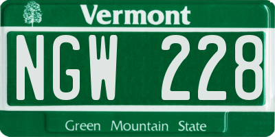 VT license plate NGW228