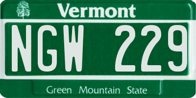 VT license plate NGW229