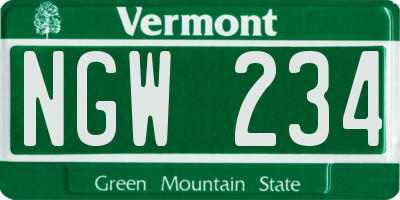 VT license plate NGW234