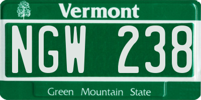 VT license plate NGW238