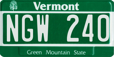 VT license plate NGW240