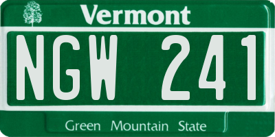 VT license plate NGW241