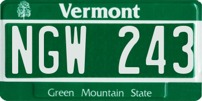 VT license plate NGW243