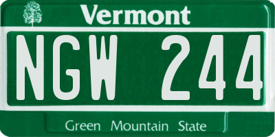 VT license plate NGW244
